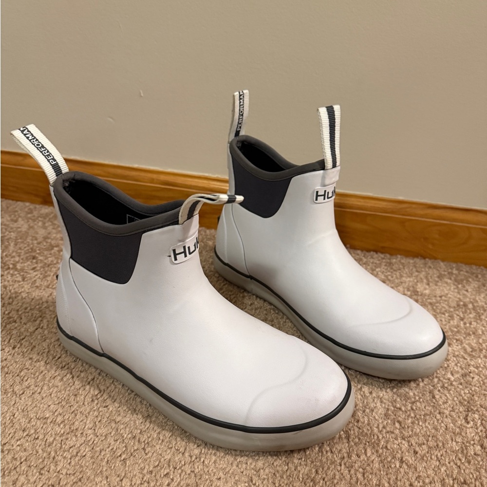 Huk White and Black Winter Rain Boots